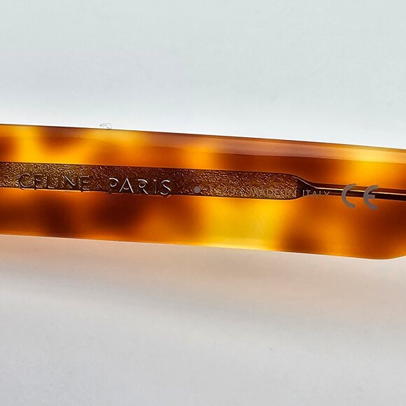 Celine CL401301 53V 3 Dots Shiny Havana Frame Grey Lens Rectangular Sunglasses - Picture 8 of 12